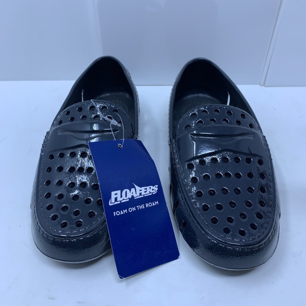 Floafers Kids C12 Black Prodigy Driver Patent Foam Loafers NWT